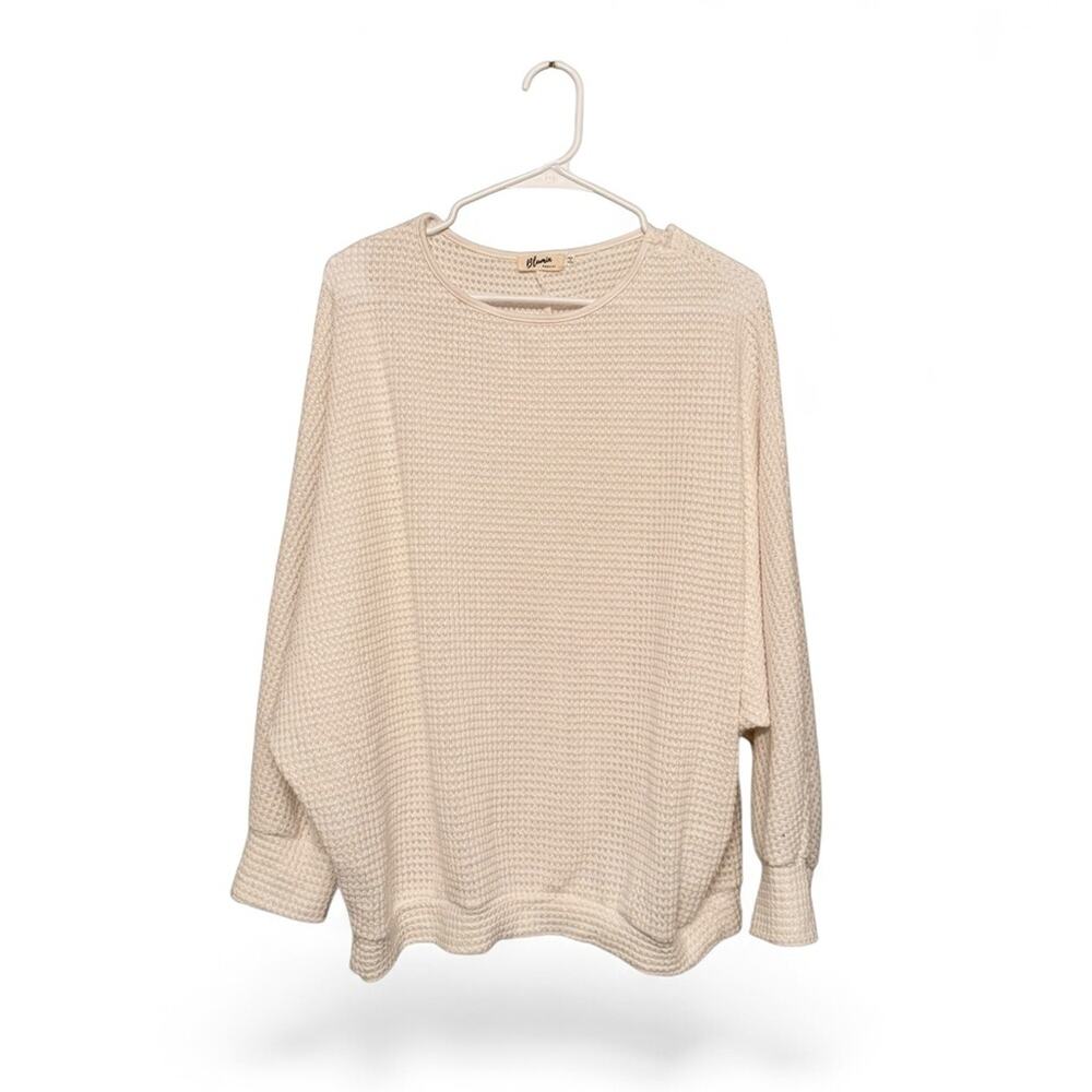 Blumin Apparel Elegant Cream Waffle Knit Pullover